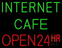 Internet Cafe Open 24 Hr Neon Sign
