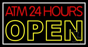 Atm 24 Hrs Open 2 Neon Sign