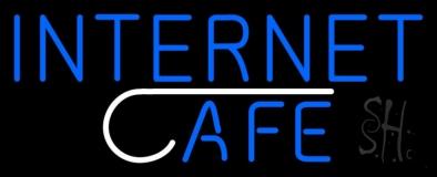 Blue Internet Cafe Block Neon Sign