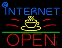 Blue Internet Cafe Open Neon Sign
