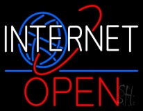 Blue Internet Open Neon Sign