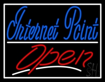 Blue Internet Point Open Neon Sign