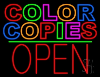 Color Copies 3 Open Neon Sign