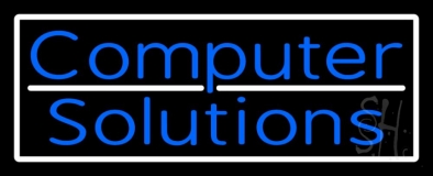 Computer Solutions With White Border Neon Sign