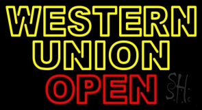 Double Stroke Western Union Open Neon Sign