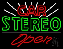 Green Car Stereo Open Neon Sign