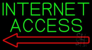 Green Internet Access With Arrow Neon Sign