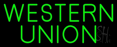 Green Western Union Neon Sign