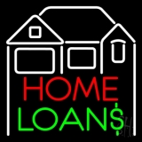 Home Loans With Home Logo Neon Sign