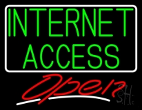 Internet Access Open With White Border Neon Sign