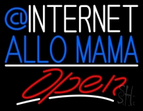 Internet Allo Mama White Line Open Neon Sign