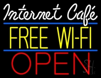 Internet Cafe Free Wifi Open Neon Sign