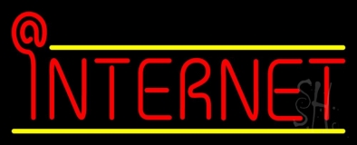 Red Internet Yellow Lines Neon Sign