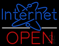 Internet Open Logo White Line Neon Sign