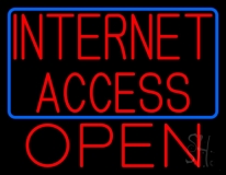 Red Internet Access Open With Blue Border Neon Sign