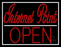 Red Internet Point Open Neon Sign