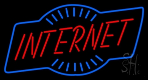 Red Internet With Blue Lines Neon Sign