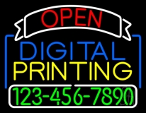 Red Open Digital Printing With Phone Number Neon Sign