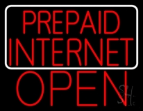 Red Prepaid Internet Open Neon Sign