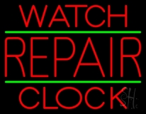 Red Watch Repair Clock Neon Sign
