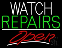 Watch Repairs Open Neon Sign