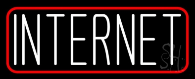 White Internet With Red Border Neon Sign