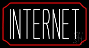 White Internet With Red Border Neon Sign