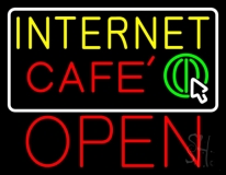 Yellow Internet Cafe Open Neon Sign