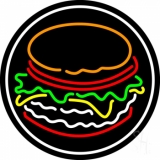 Burger Logo Circle Neon Sign