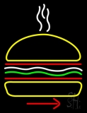Burger Logo With Arrow Neon Sign