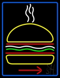Burger Logo With Arrow With Border Neon Sign