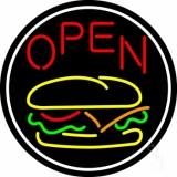 Burger Open Circle Neon Sign