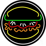 Burger With Vegie Circle Neon Sign
