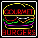 Gourmet Burgers With Border Neon Sign