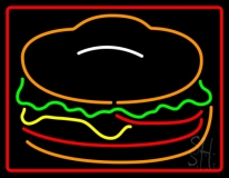 Red Green Burger Logo With Border Neon Sign