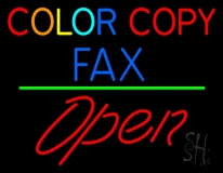 Color Copy Fax Open 2 Neon Sign
