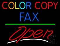 Color Copy Fax Open 3 Neon Sign