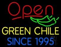 Green Chili Open Neon Sign