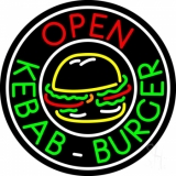 Kebab Burger Open Circle Neon Sign
