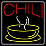 Red Chili With Bowl Logo With Border Neon Sign