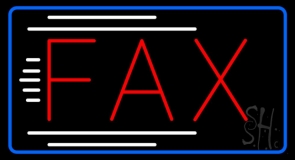 Red Fax Blue Border Neon Sign