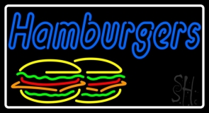 Double Stroke Hamburgers White Border Neon Sign