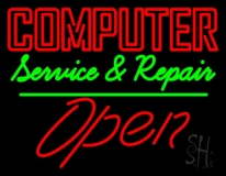 Computer Service And Repair Open 3 Neon Sign