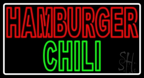 Double Stroke Hamburger Chili With Border Neon Sign