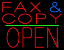 Fax And Copy Open 2 Neon Sign