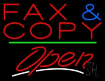 Fax And Copy Open 3 Neon Sign