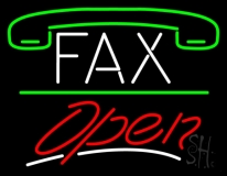Fax With Logo Open 3 Neon Sign