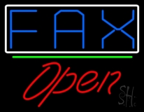 Fax With White Border With Open 2 Neon Sign