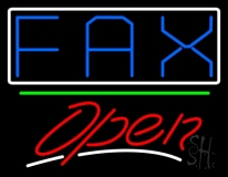 Fax With White Border With Open 3 Neon Sign
