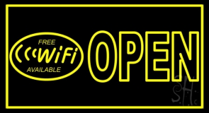 Free Wifi Available Block Open Neon Sign